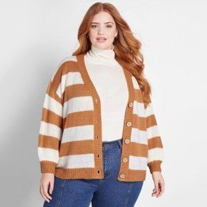 ModCloth Golden Yellow Striped Cardigan